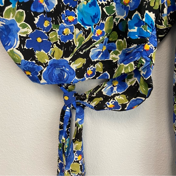 New Zara Floral Print One Sleeve Asymmetrical Cropped Too Size Small - Picture 8 of 16